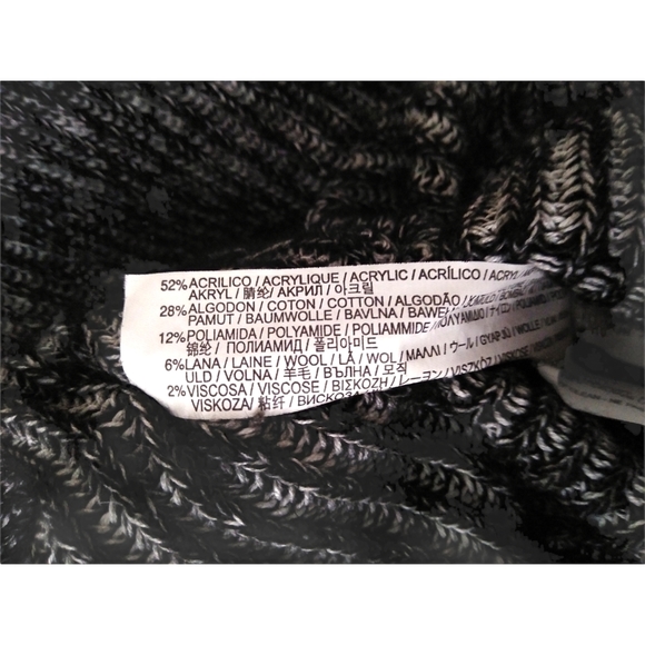 Zara Knit Black Ribbed Chunky Wool Turtleneck Sweater Blend Hi-Lo Hem Zip Small - Picture 12 of 14